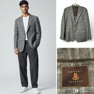 Robert Talbott cashmere and wool Charcoal Checkered Blazer